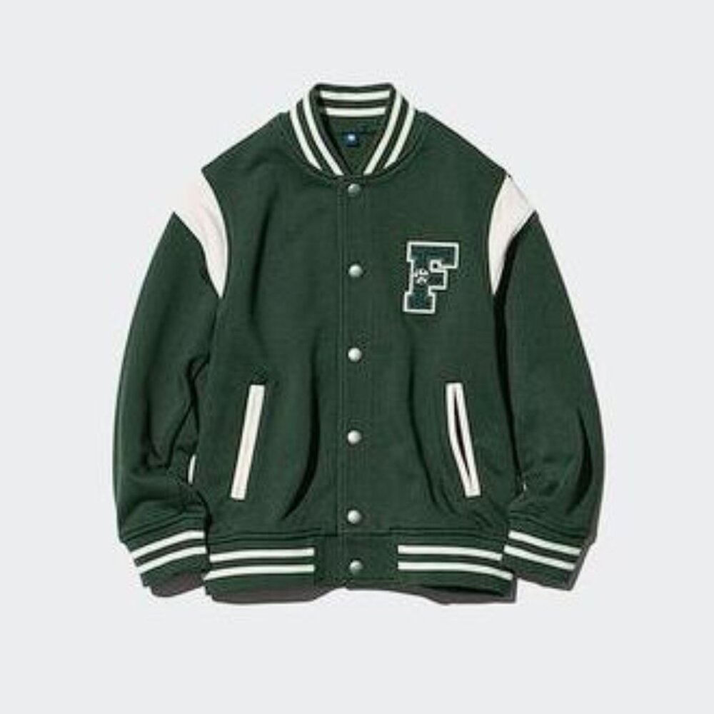 UNIQLO Kids' Sweat Stadium Jacket Size 5-6 In Dark Green